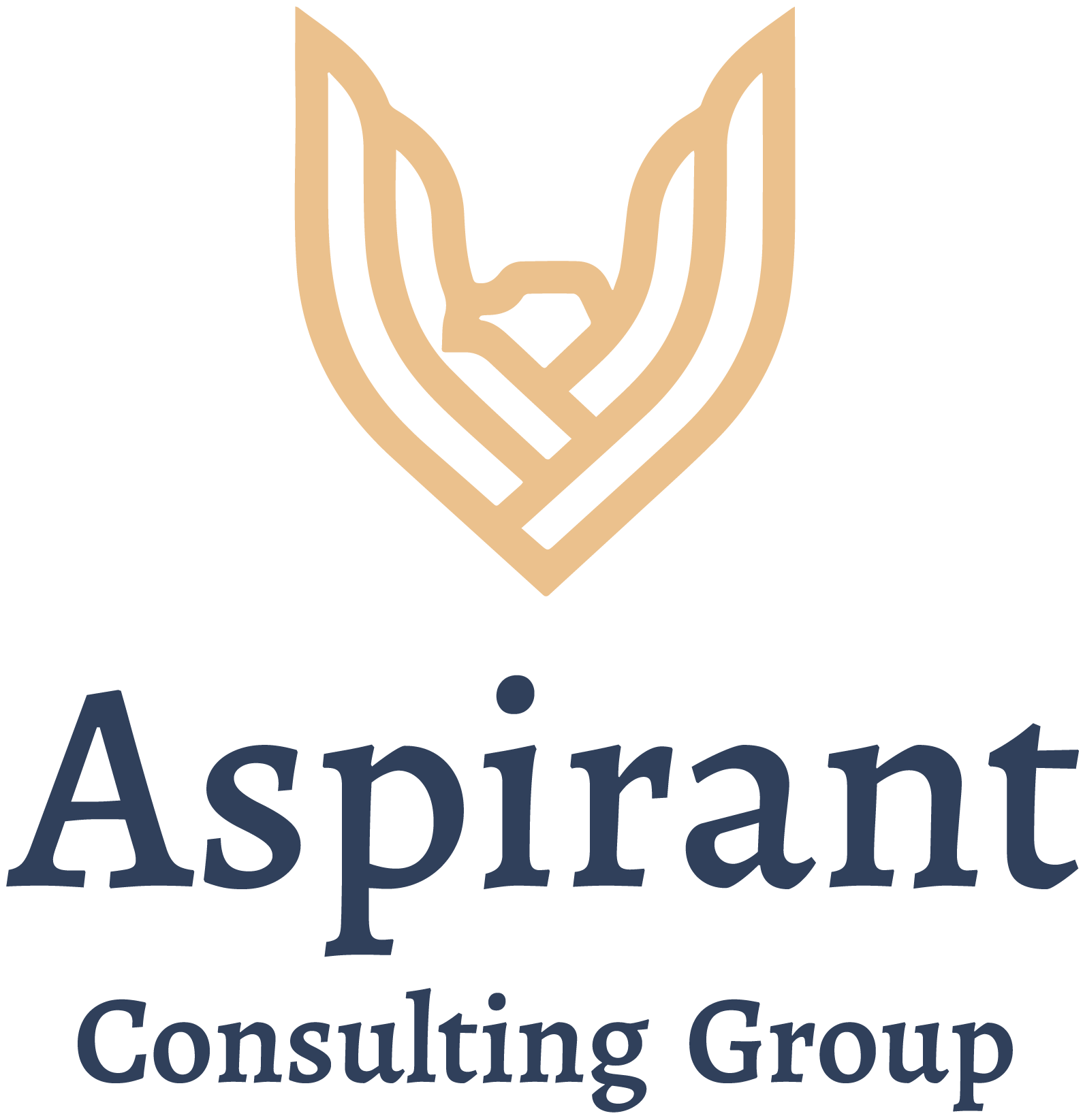 Gold abstract bird logo above the words Aspirant Consulting Group in blue text on a white background.