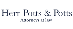 Logo with the text "Herr Potts & Potts" in large font and "Attorneys at law" in smaller font beneath it.