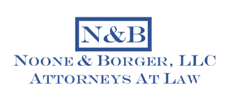 Logo for Noone & Borgier, LLC Attorneys at Law. The image features the initials "N&B" in a box above the firm's name, all in blue text.