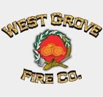 West Grove Fire Co. logo with a red emblem and green laurel wreath in the center.